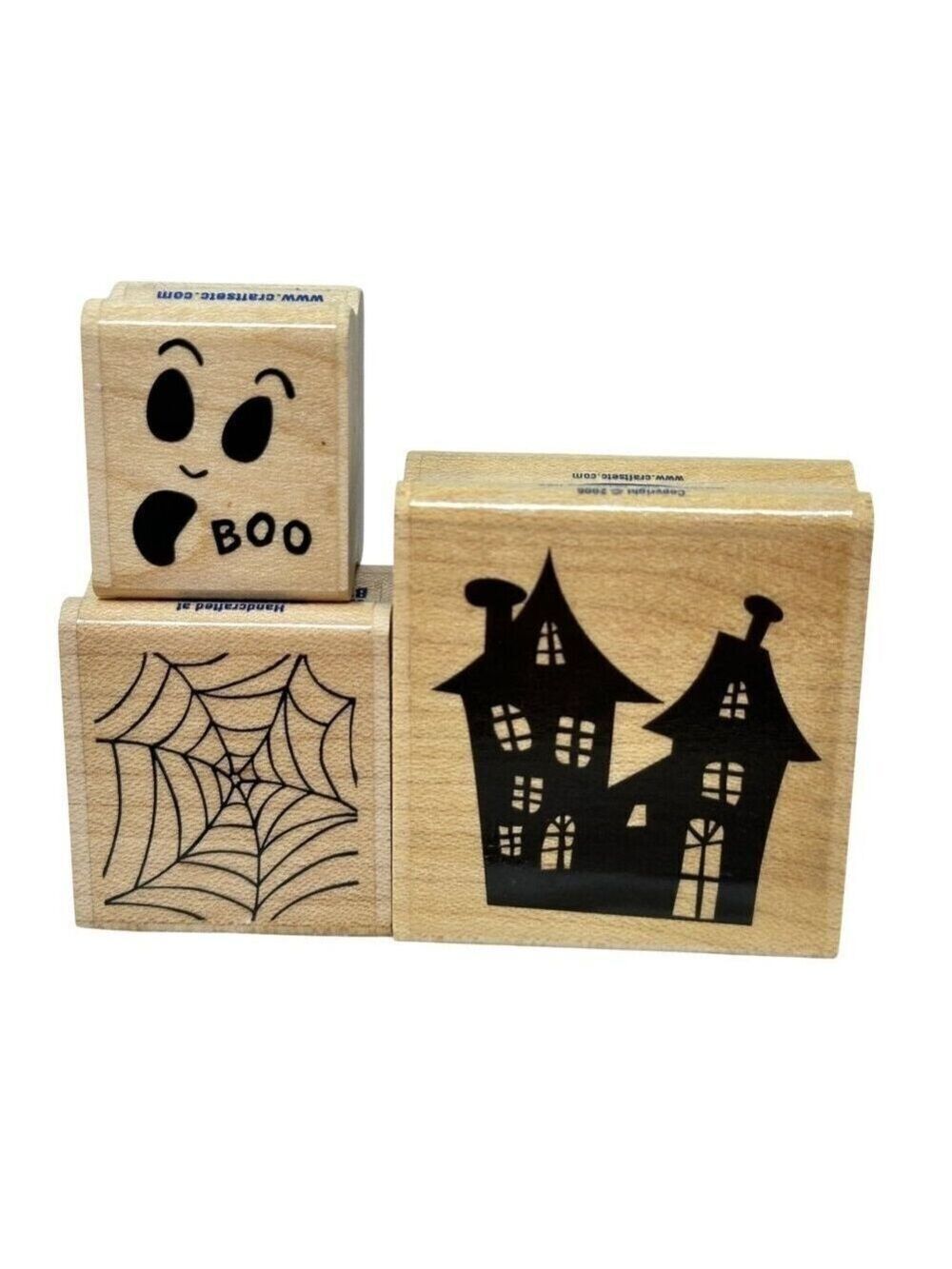 Stampabilities Halloween Rubber Stamps Haunted House Ghost Boo Spider Web Lot